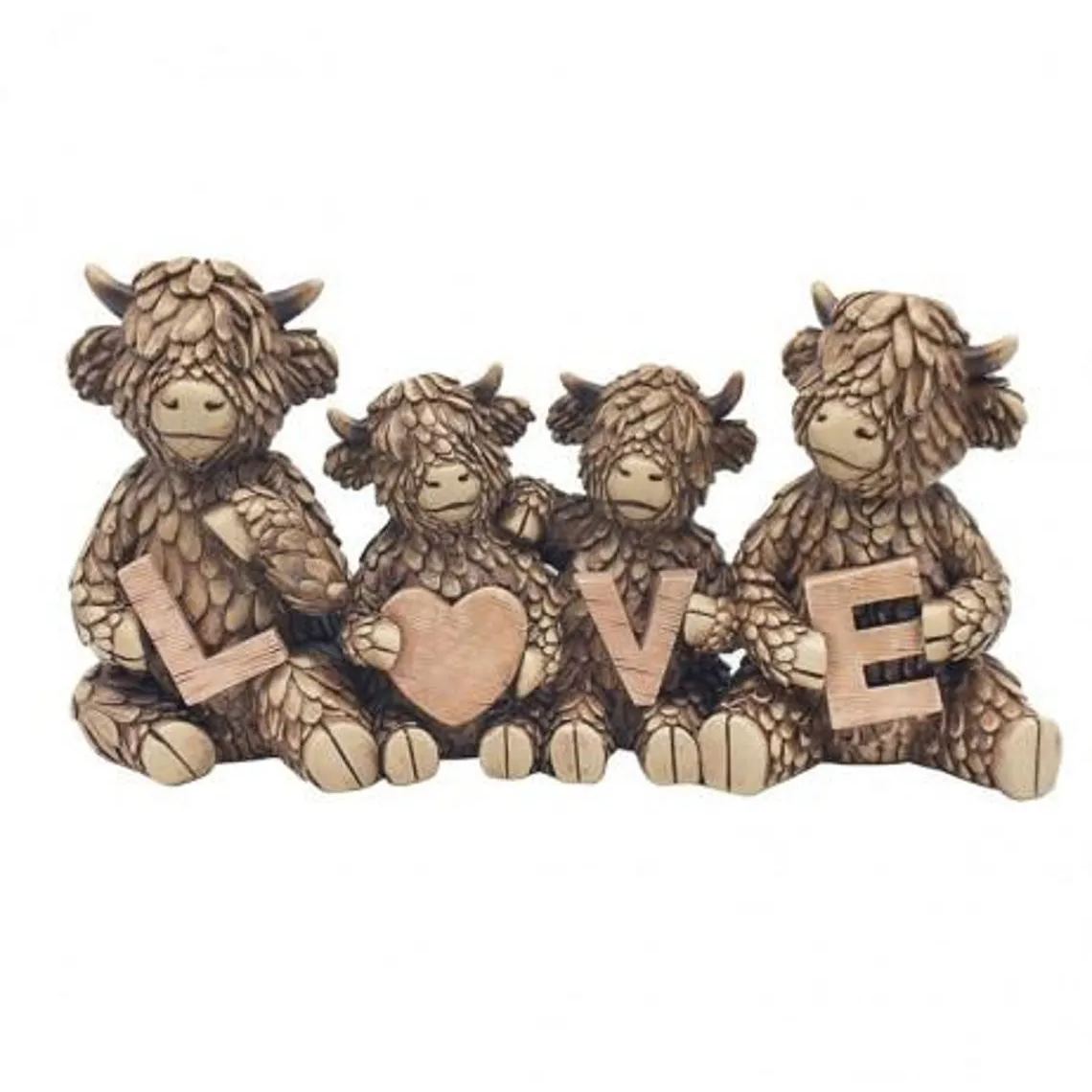 Cute Highland Cows Love Figurine