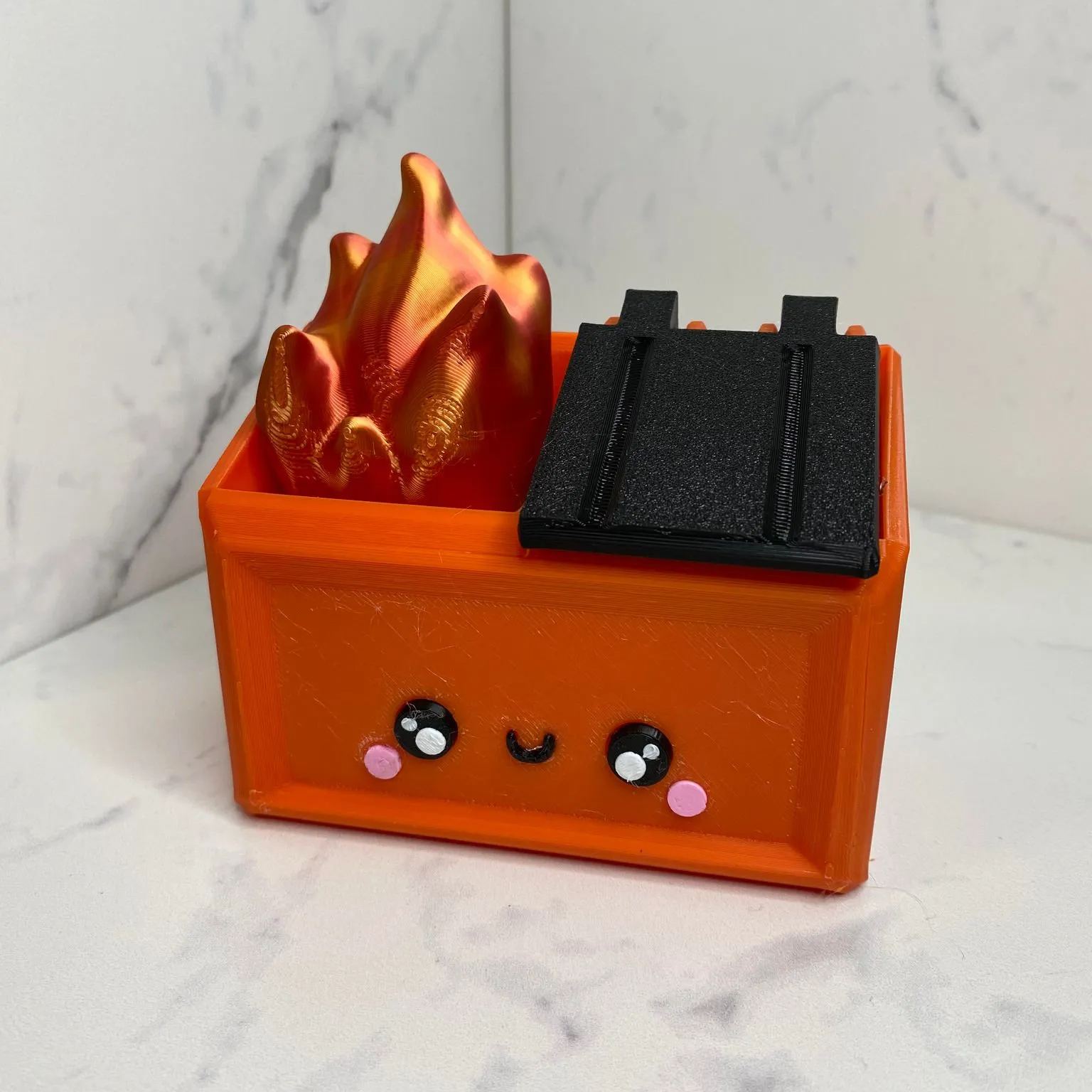 3D Printed Dumpster Fire Desk Figurine,