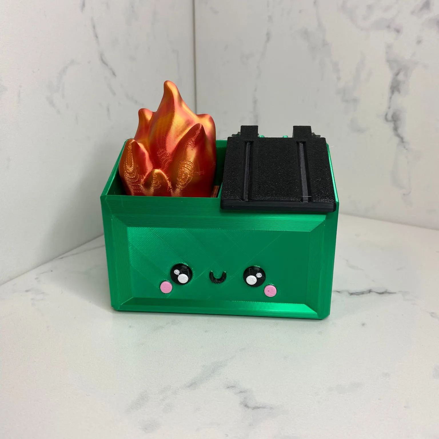 3D Printed Dumpster Fire Desk Figurine,