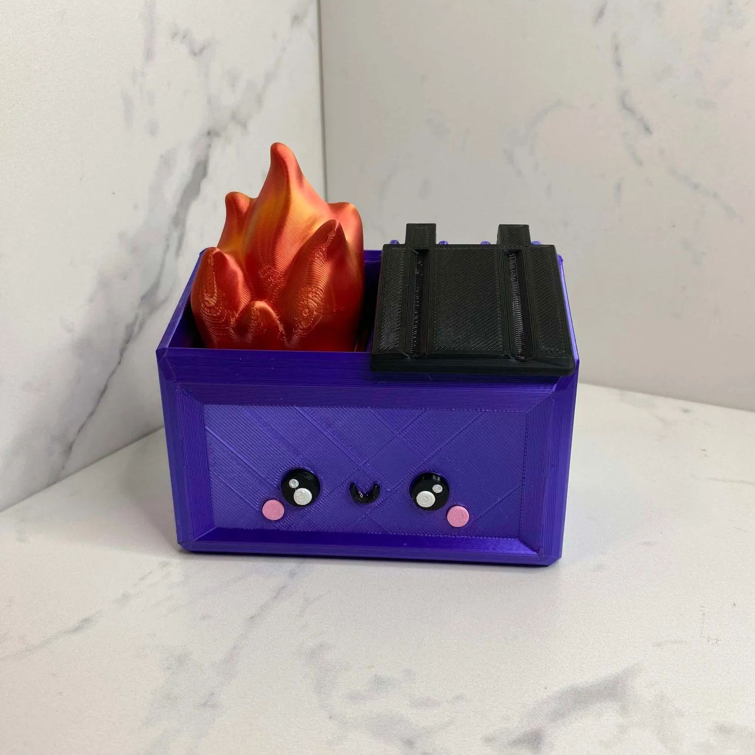 3D Printed Dumpster Fire Desk Figurine,
