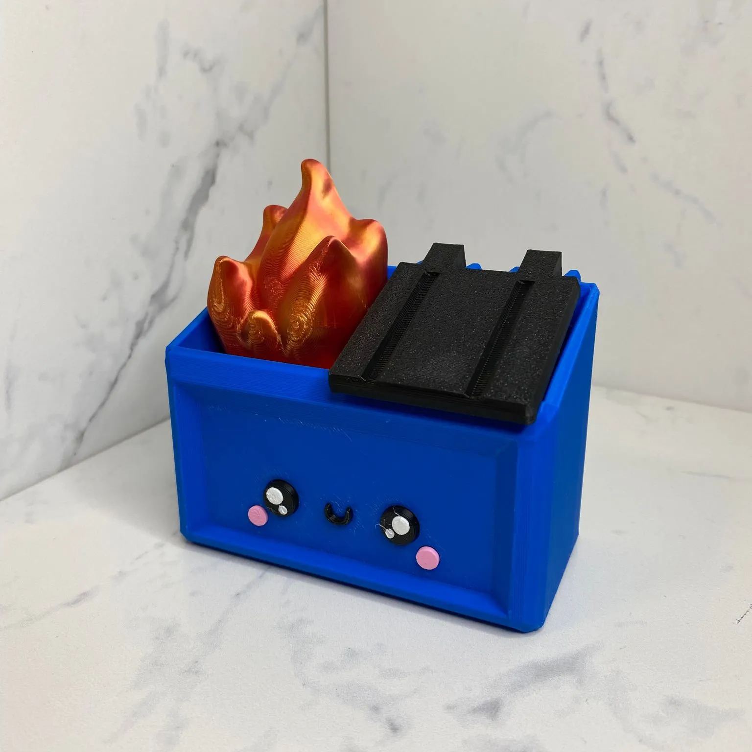 3D Printed Dumpster Fire Desk Figurine,