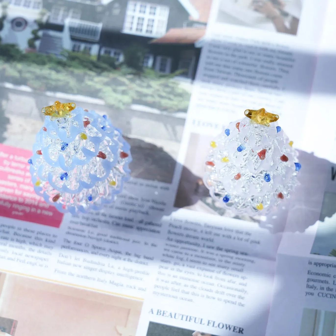 Glazed Silk Wrap Christmas Tabletop Ornament|Cream Style Home Desk Ideas Decorations Christmas Gifts