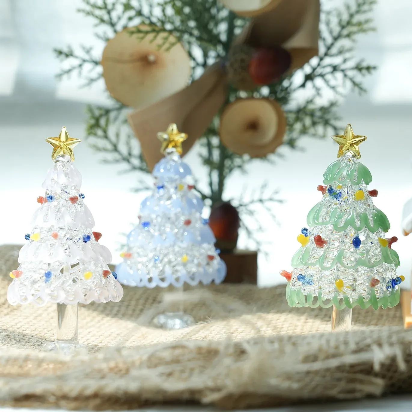 Glazed Silk Wrap Christmas Tabletop Ornament|Cream Style Home Desk Ideas Decorations Christmas Gifts