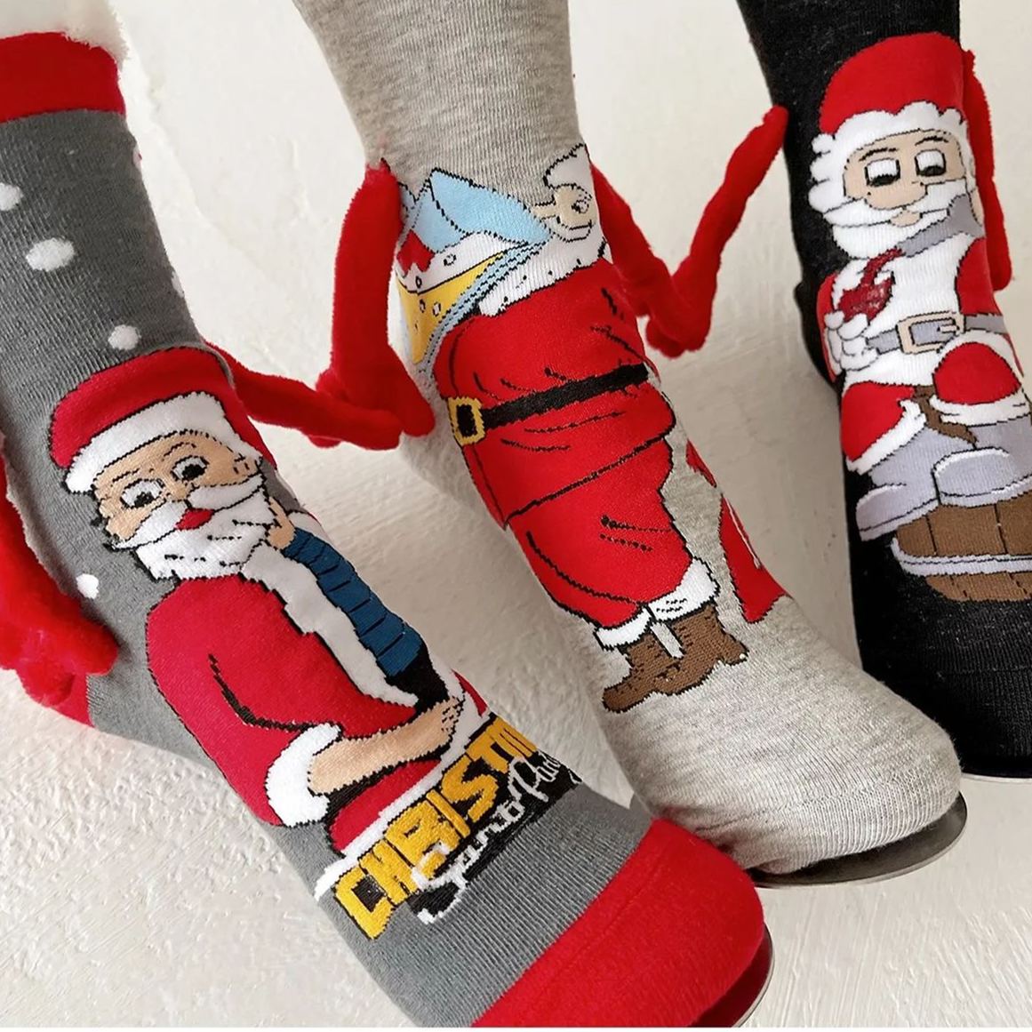 Cute Hand-holding Christmas Magnetic Socks