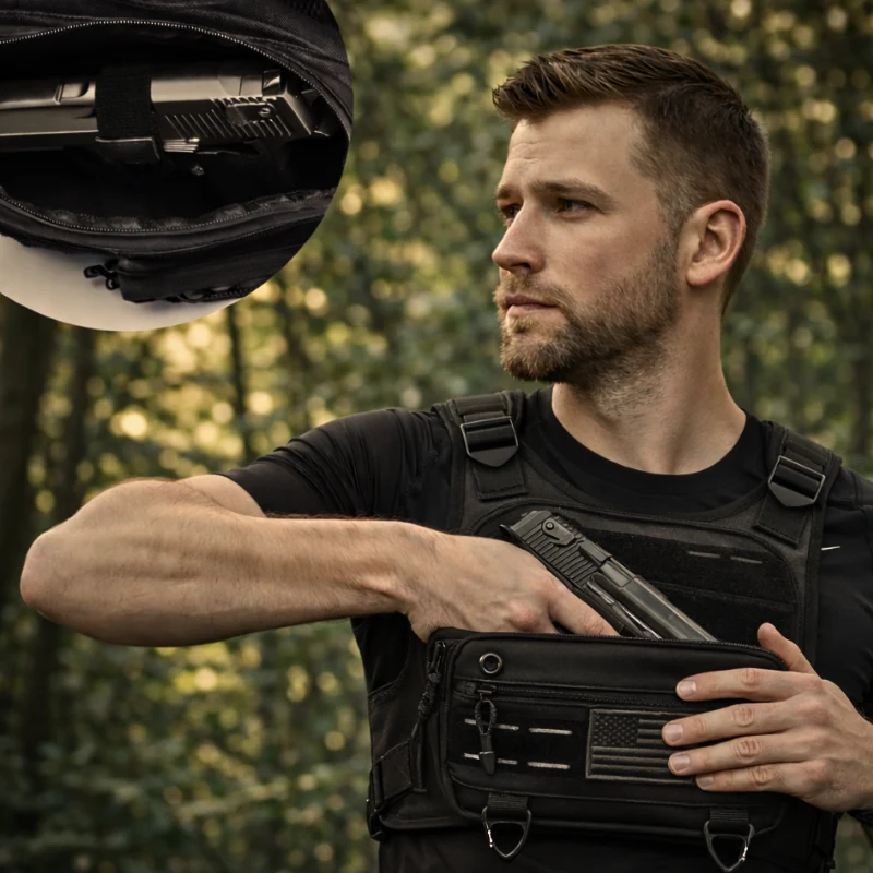 Lightweight Tactical Chest Rig Bag, Reflective Chest Pack for Hiking Cycling Outdoor