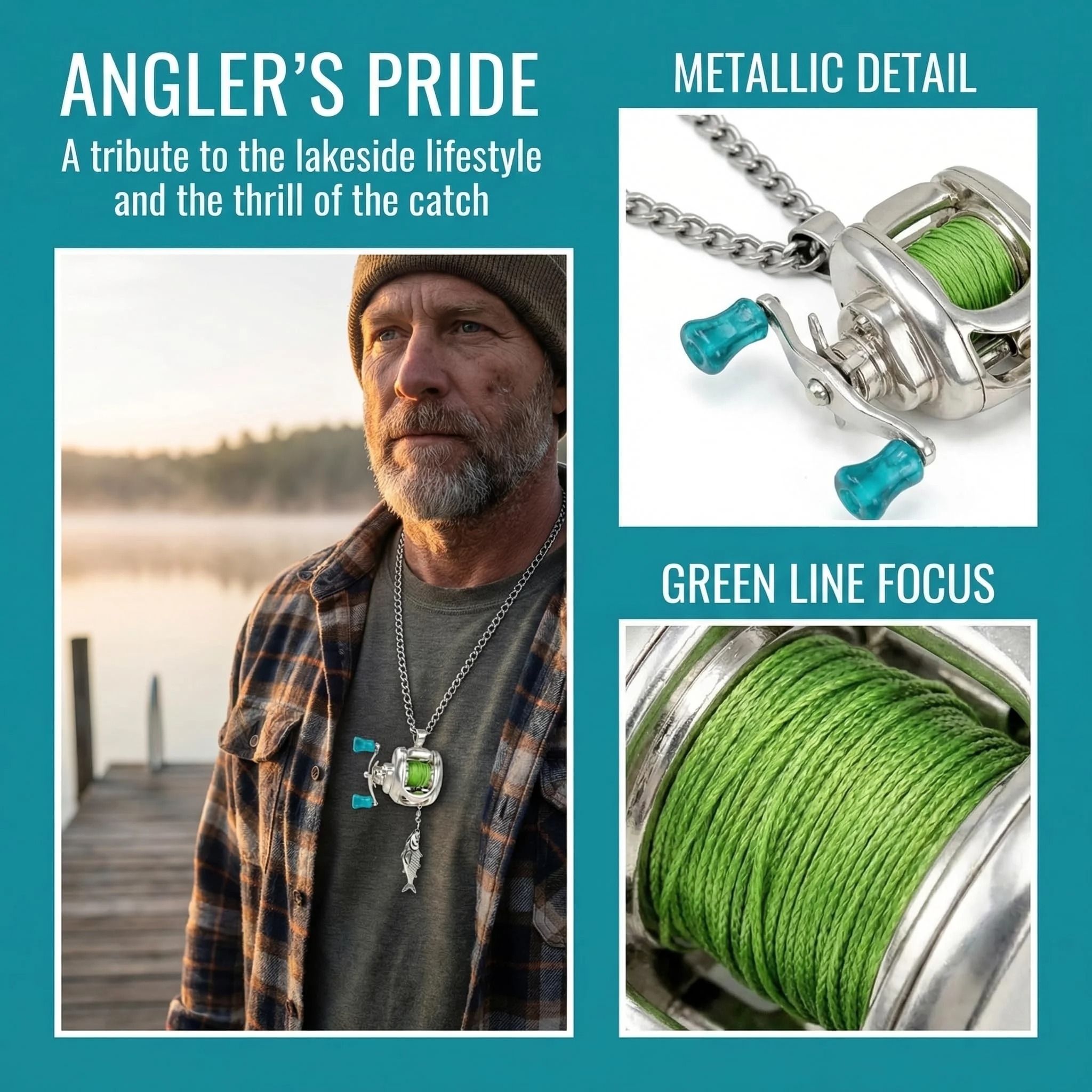🌲2026 Special Gift 🎁Rotating Mini Fishing Reel Necklace & Ring