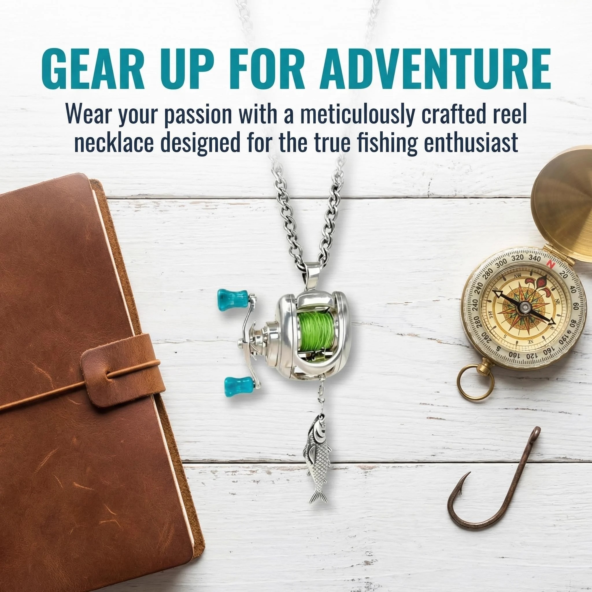 🌲2026 Special Gift 🎁Rotating Mini Fishing Reel Necklace & Ring