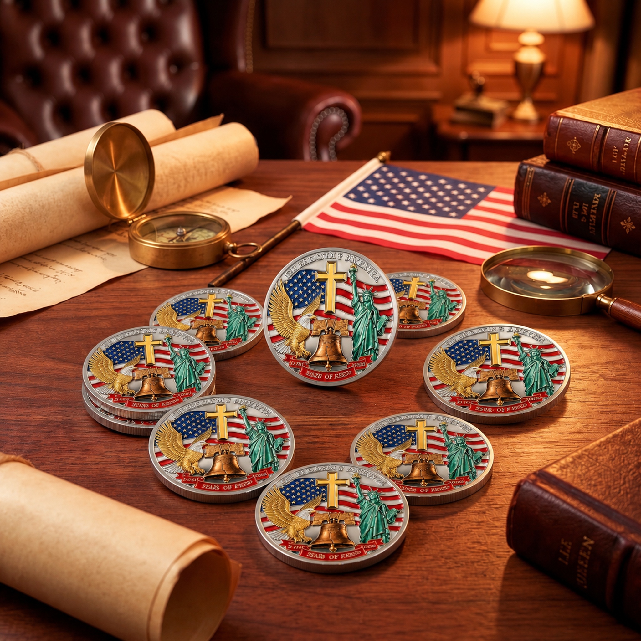 Celebrating America 250 Years of Freedom Challenge Coin