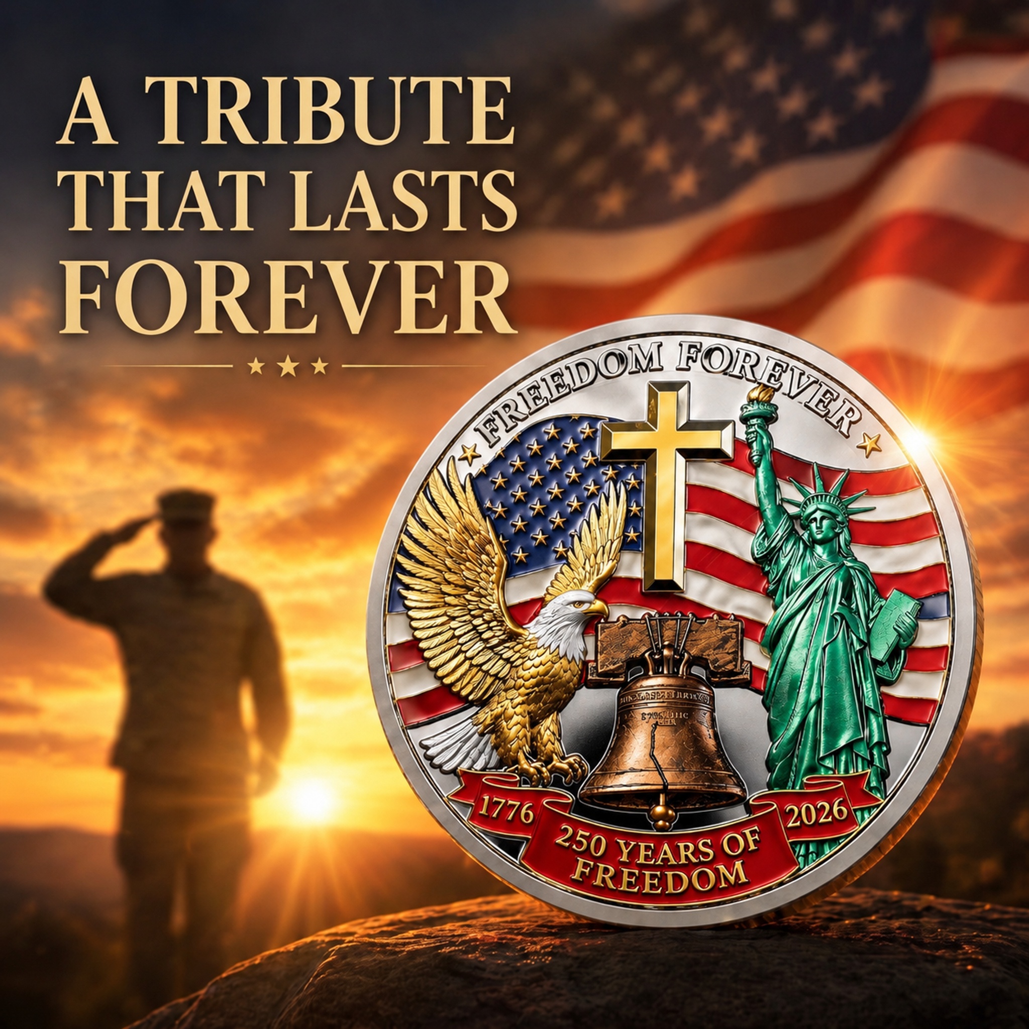 Celebrating America 250 Years of Freedom Challenge Coin