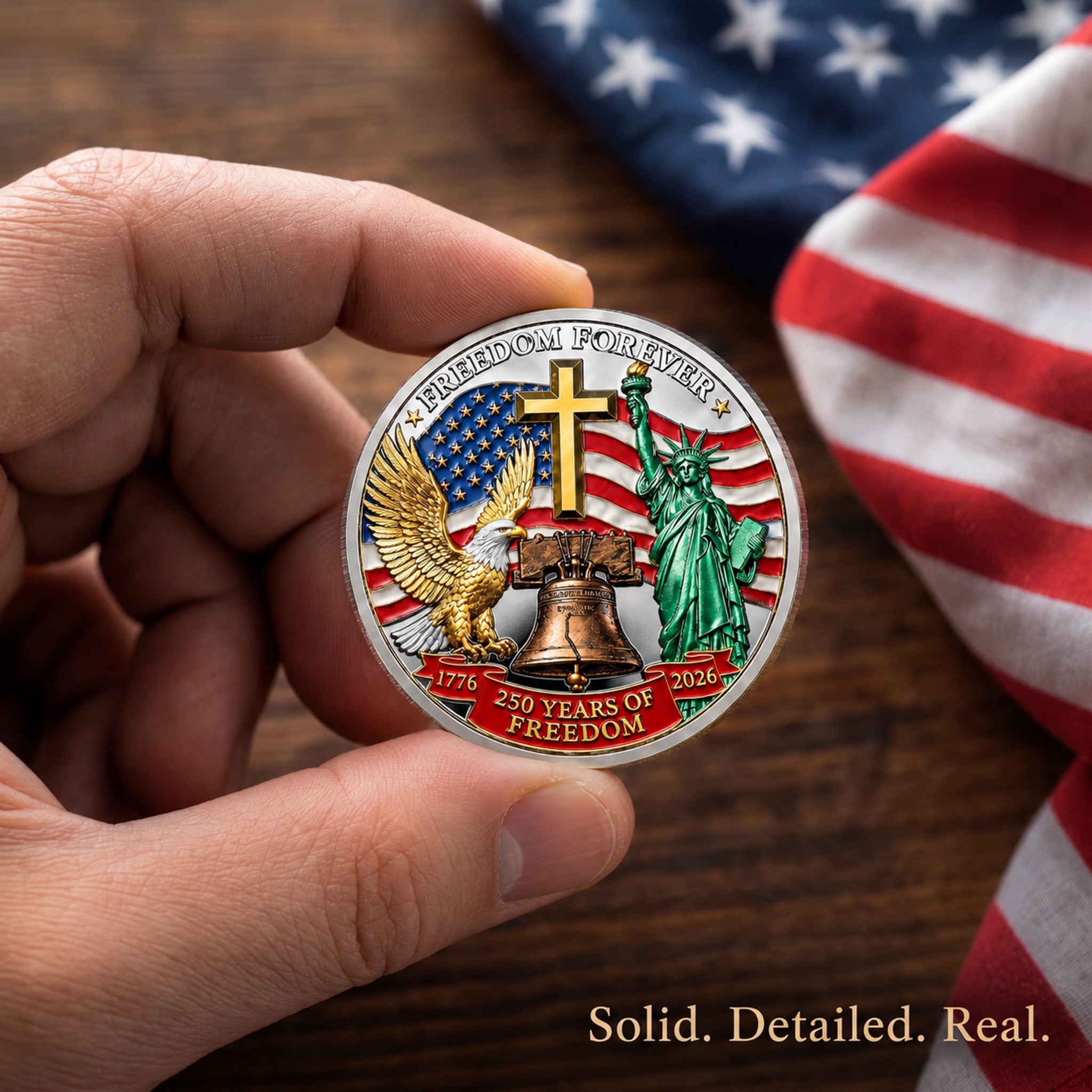 Celebrating America 250 Years of Freedom Challenge Coin