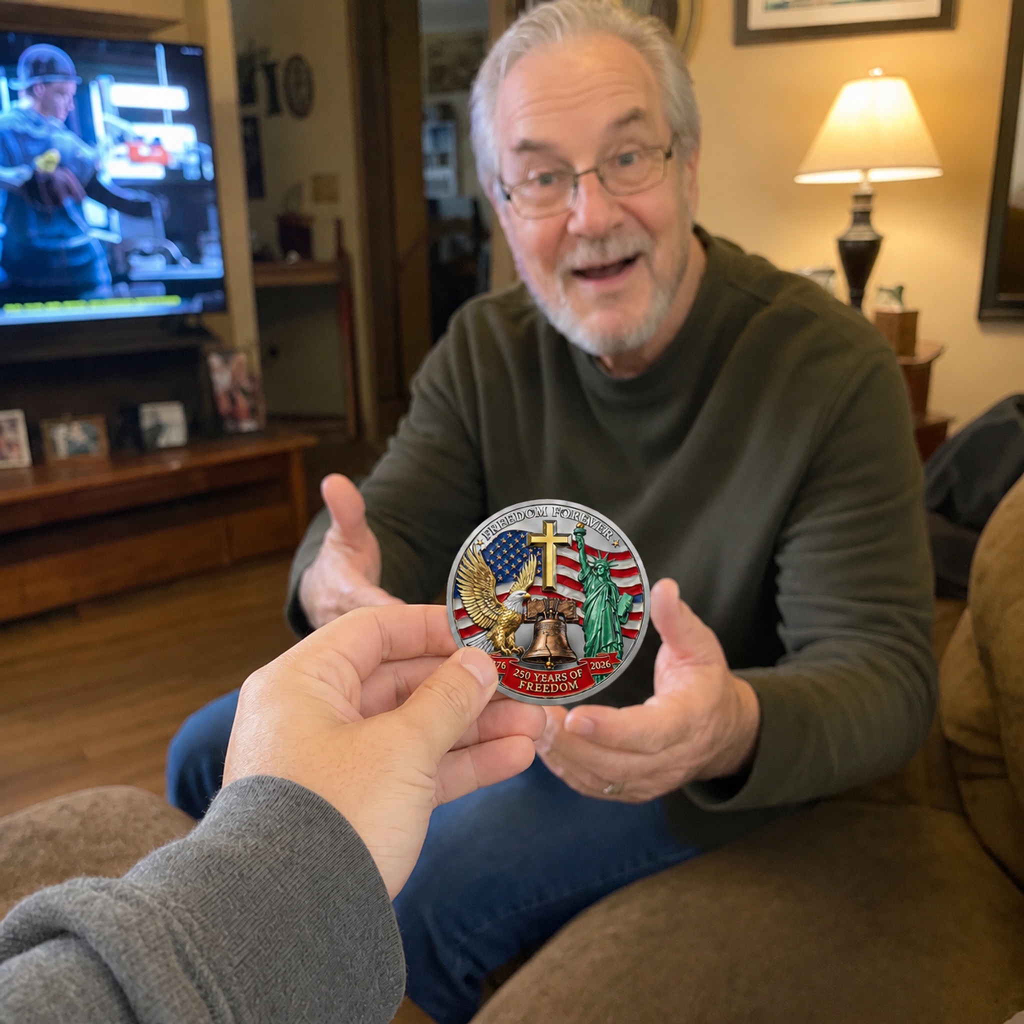 Celebrating America 250 Years of Freedom Challenge Coin