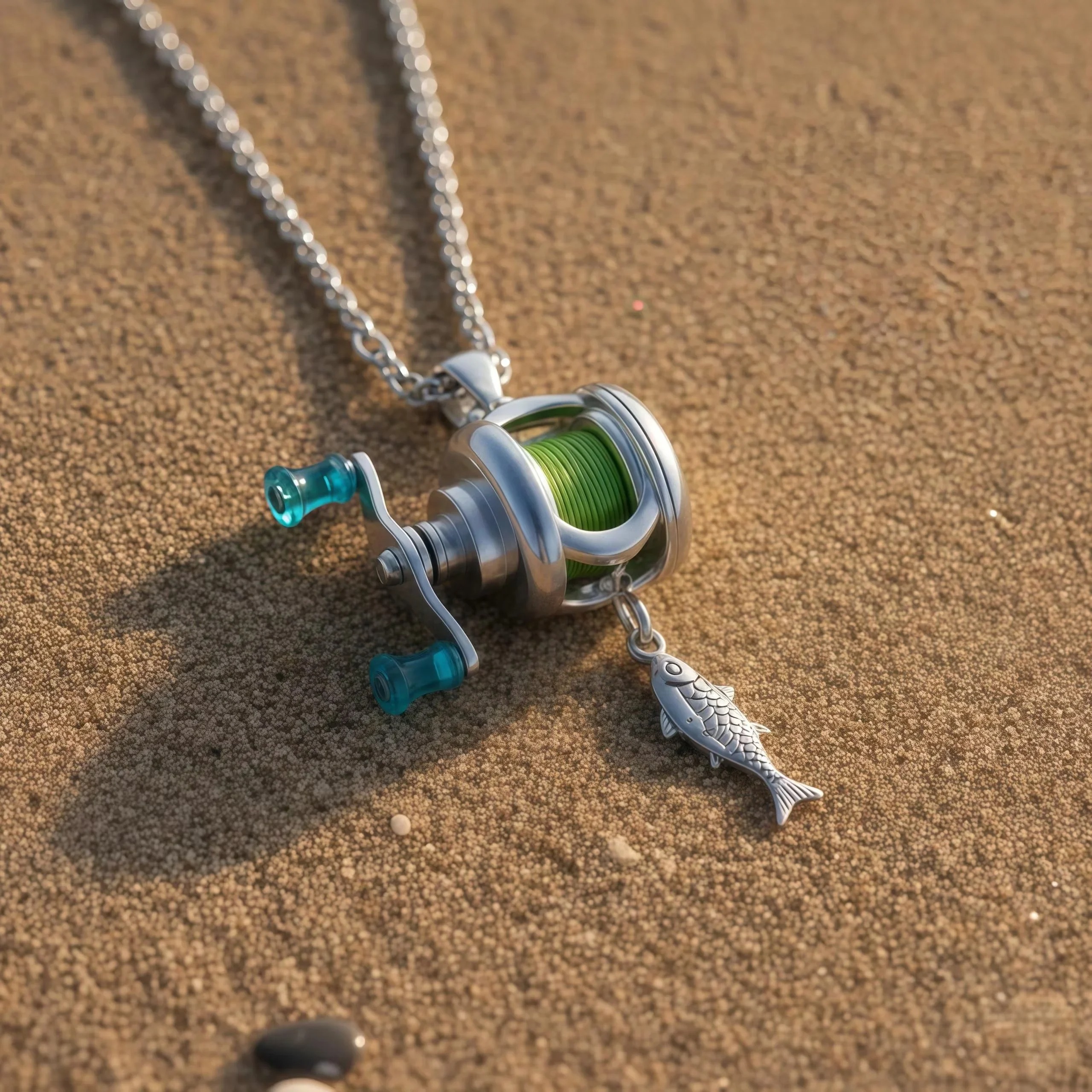 🌲2026 Special Gift 🎁Rotating Mini Fishing Reel Necklace & Ring