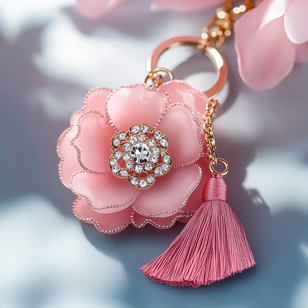Handmade petal gemstone keychain