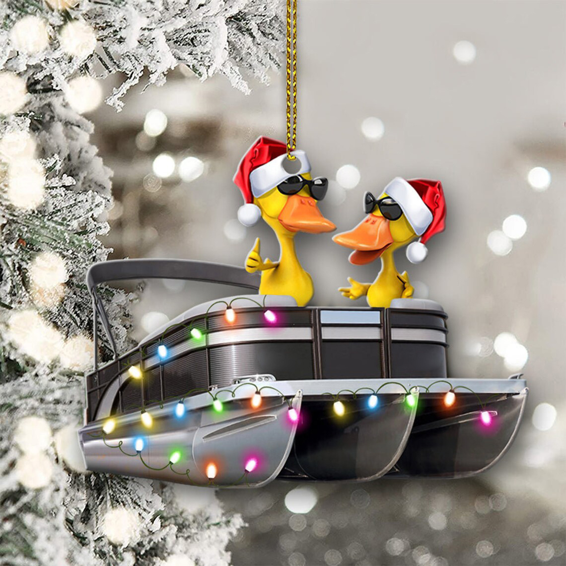 Pontoon Duck Boat Christmas Ornament,