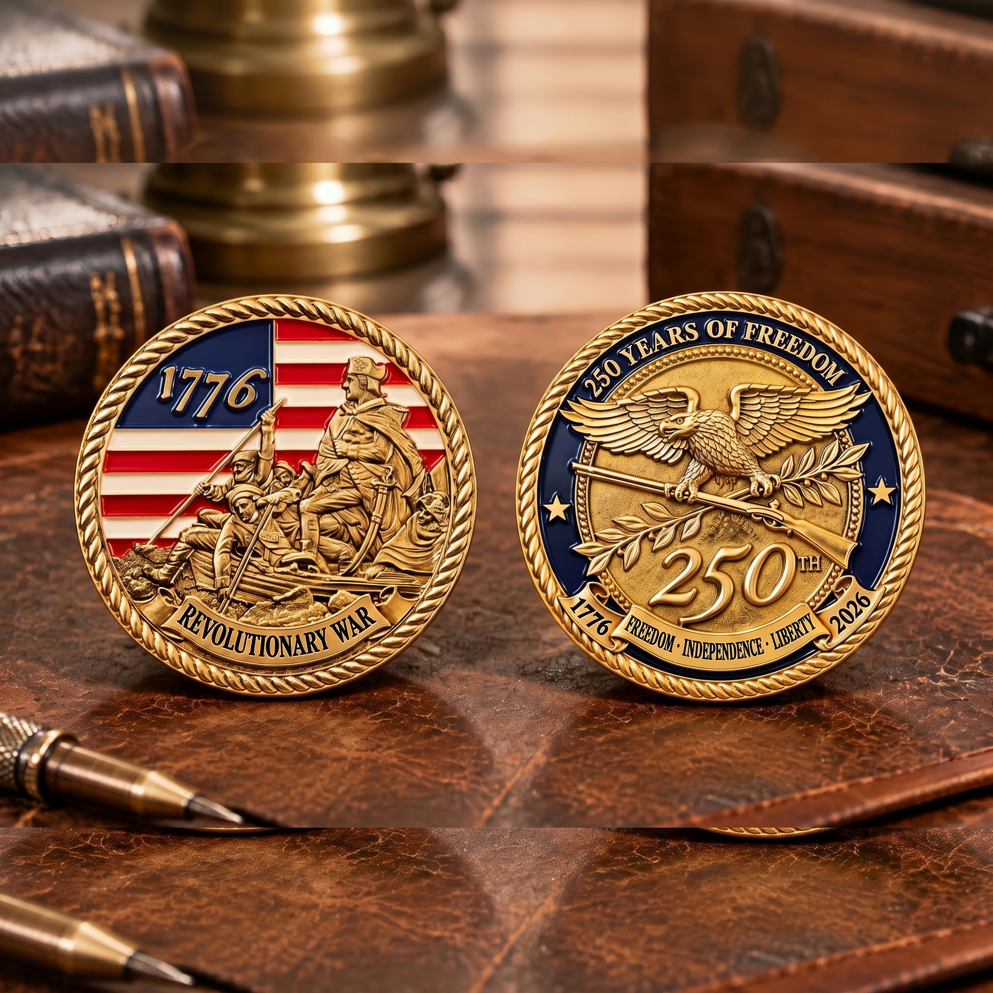 Once-In-A-Lifetime 250th American Freedom Anniversary Challenge Coin