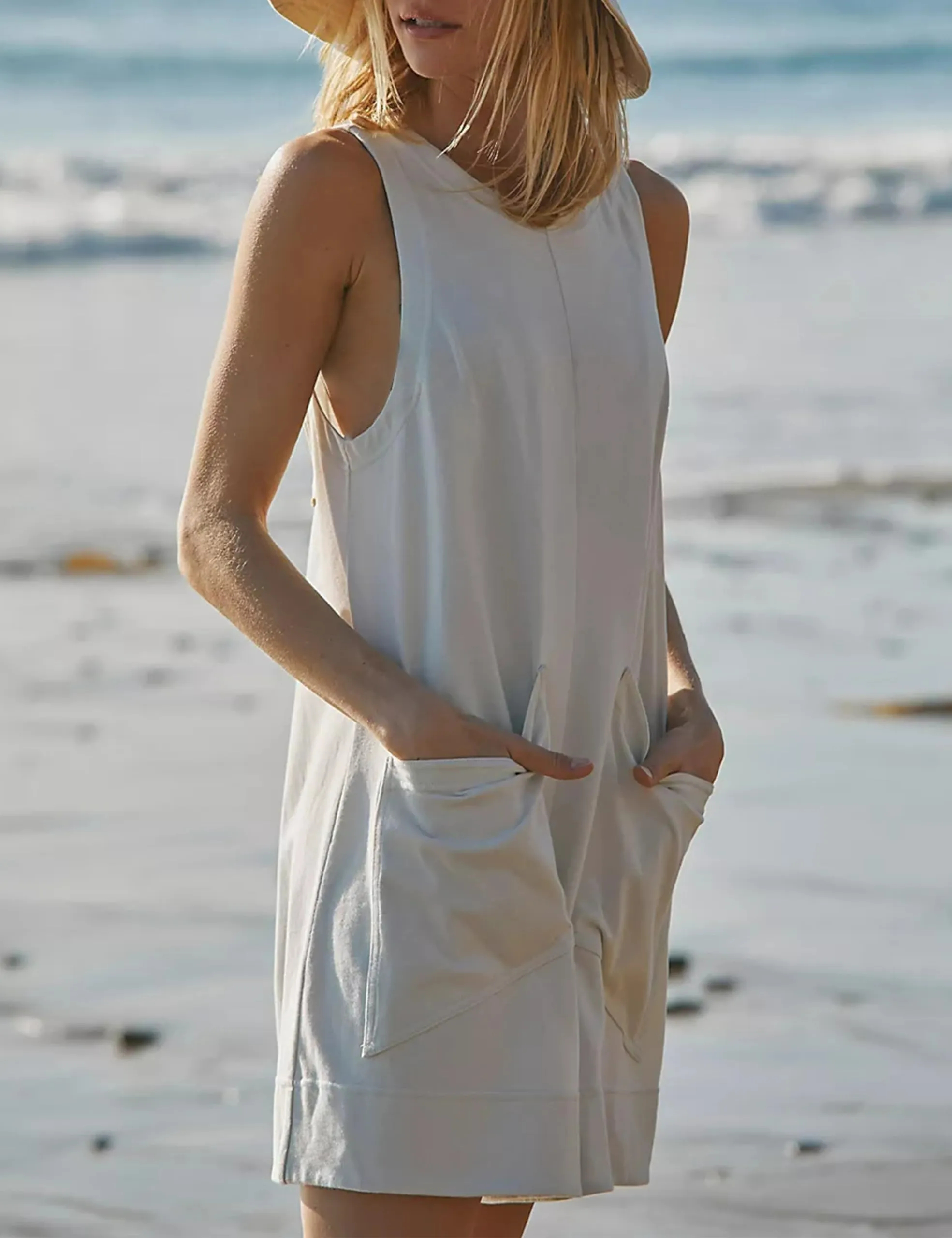 ✨NEW WOMEN'S CASUAL JUMPSUIT STRETCH SLEEVELESS SHORTS JUMPSUIT