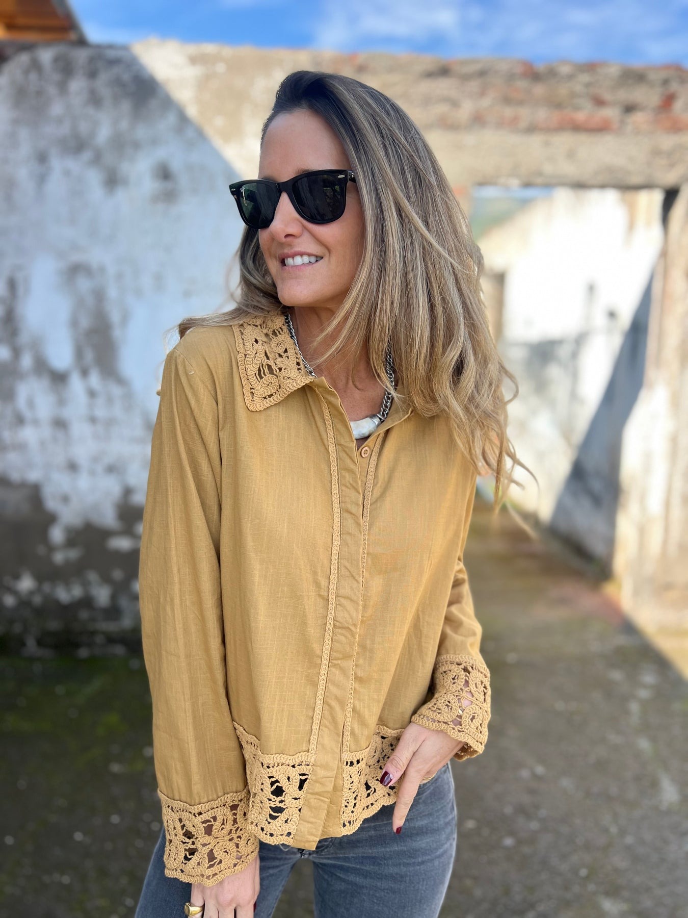 Long Sleeve Embroidered Shirt