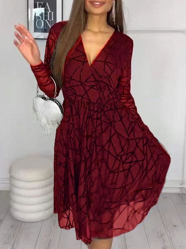 V-neck Tulle Patchwork Dress