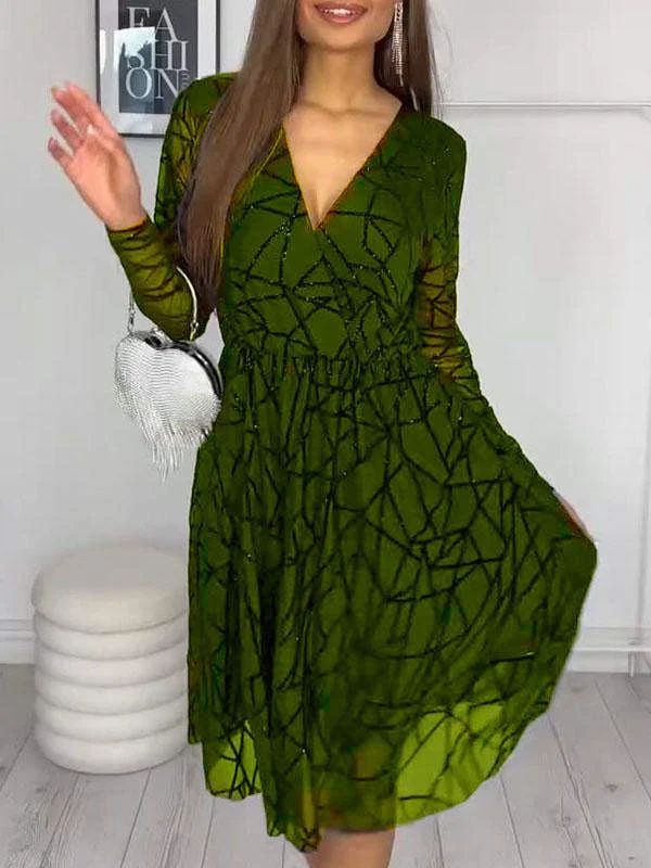 V-neck Tulle Patchwork Dress