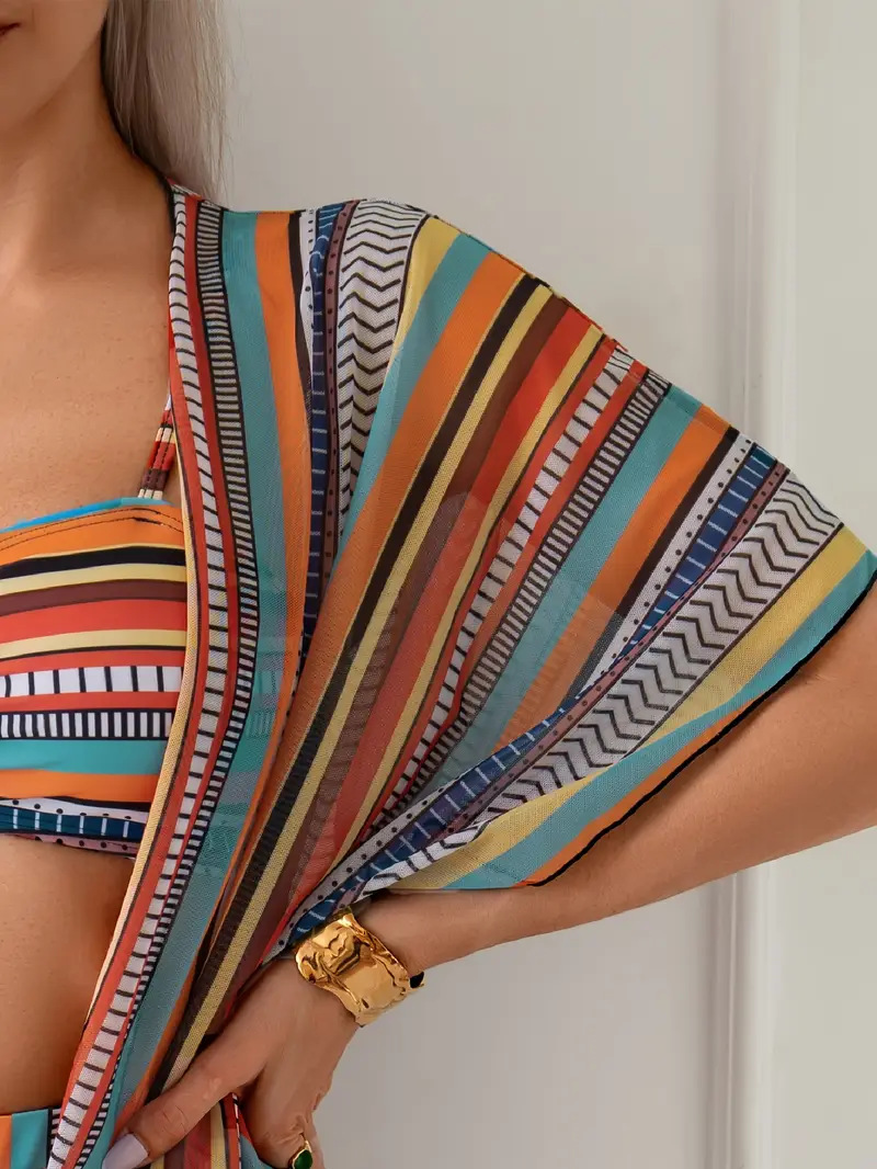 Elegant three-piece holiday stripe suit