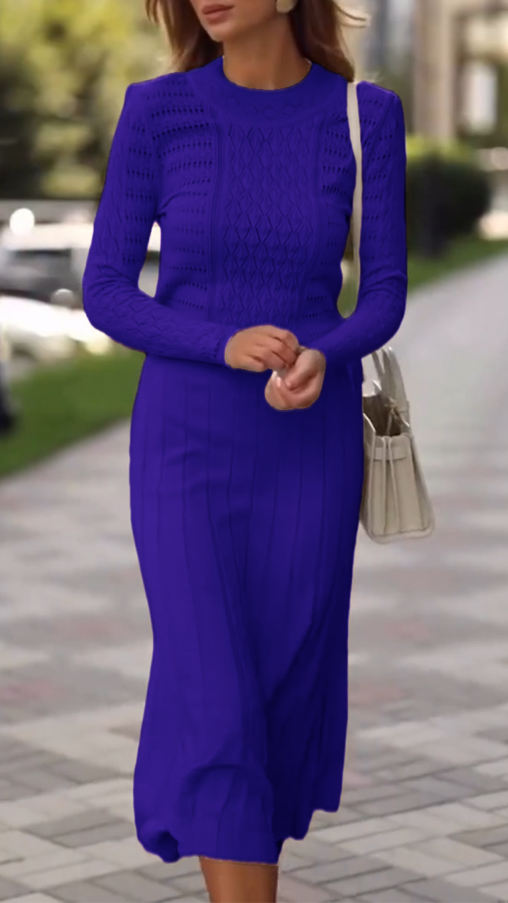 Womens Round Neck Printed Top + Skirt Elegant Casual Suit