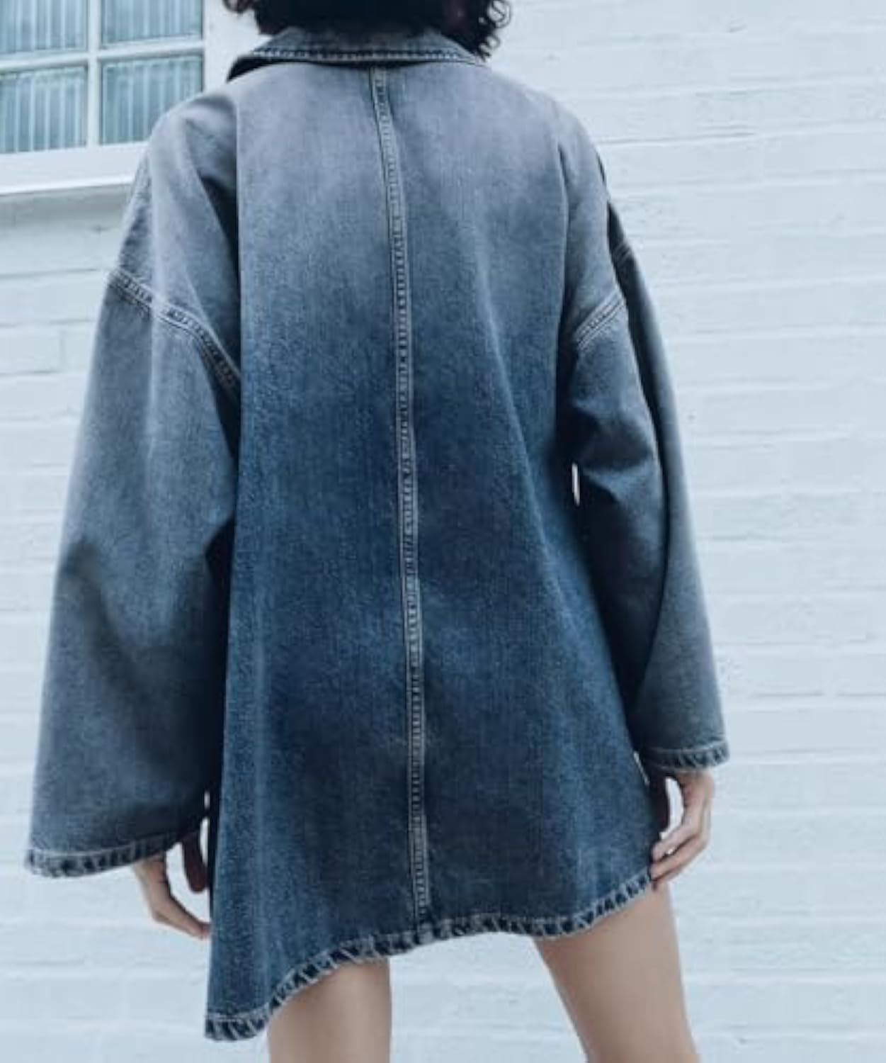 Women's casual loose lapel short denim dress