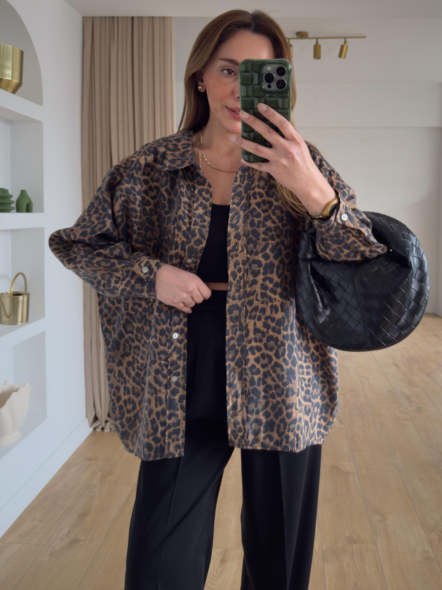Oversized Leopard Print Shirt