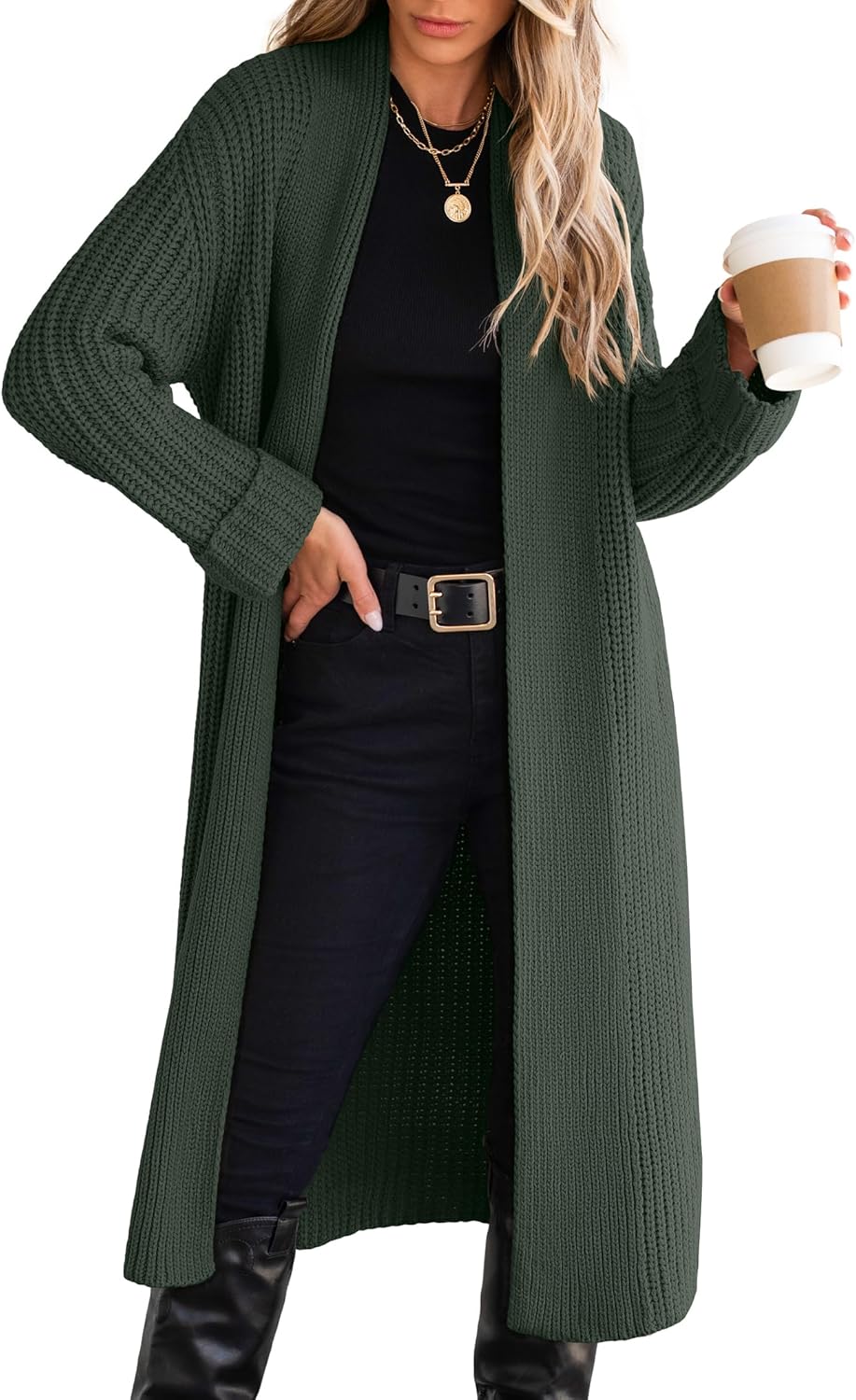 Knitted cardigan long coat
