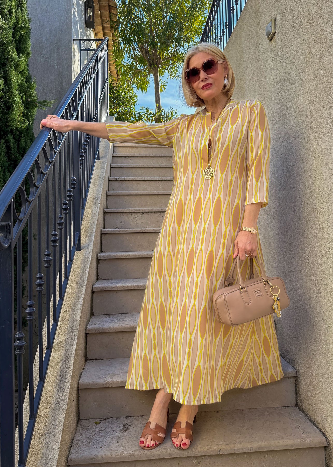 Flowy Abstract Print Midi Dress