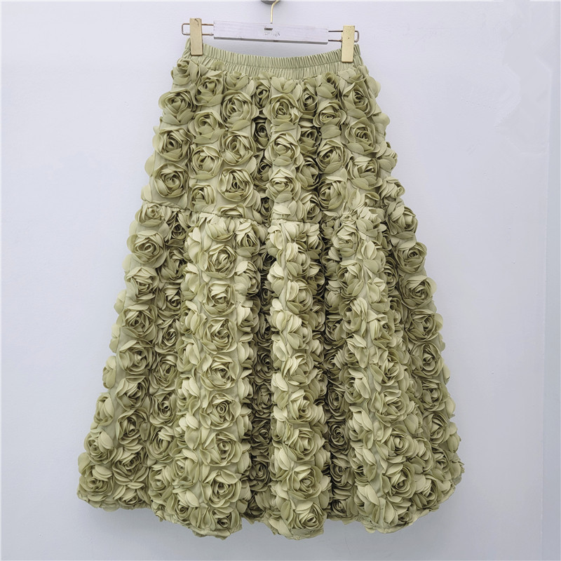 High Waist 3D Floral Skirt