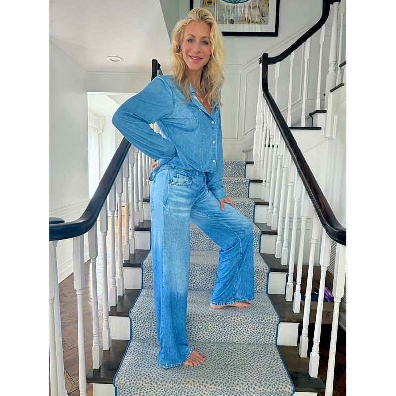 🌙 Denim Dreams Pajama Set – Cozy Fit, Soft Denim