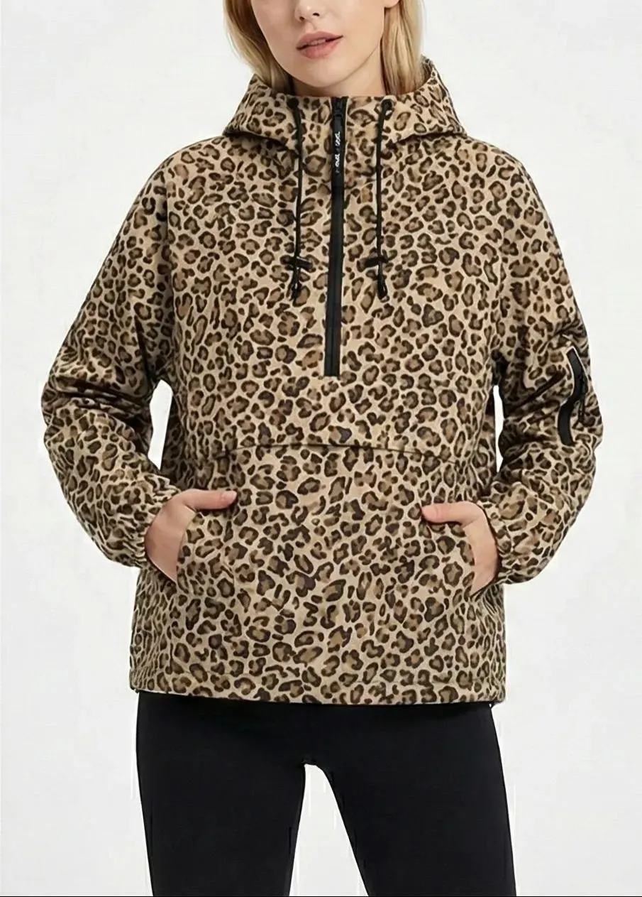 Fleece-lined Hooded Rain Jacket With Kangaroo Pocket