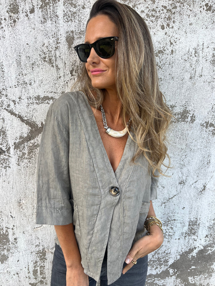 Cotton and Linen Button Shirt