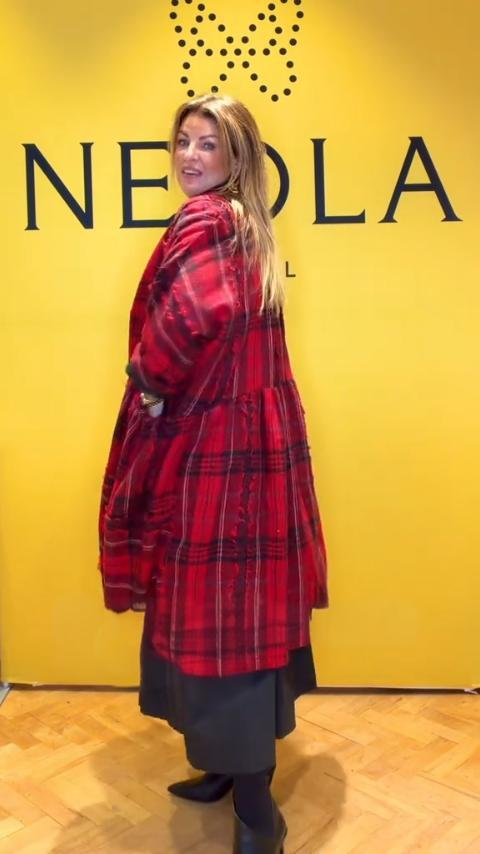 Check Draping Coat 