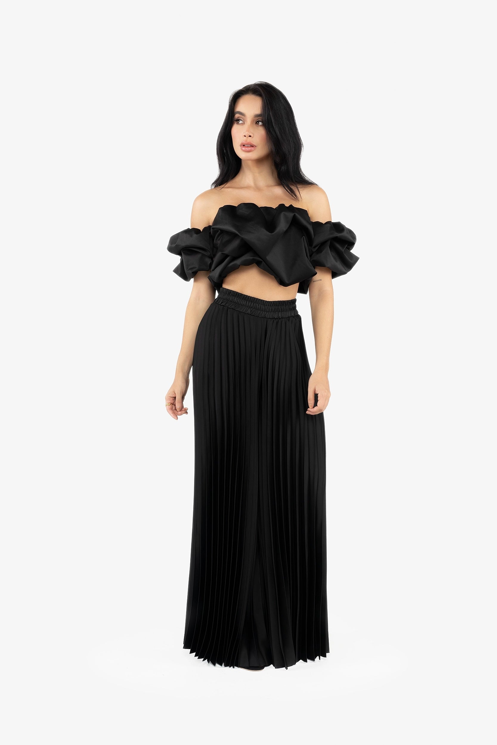 High-Waisted Pleated Wide-Leg Pants