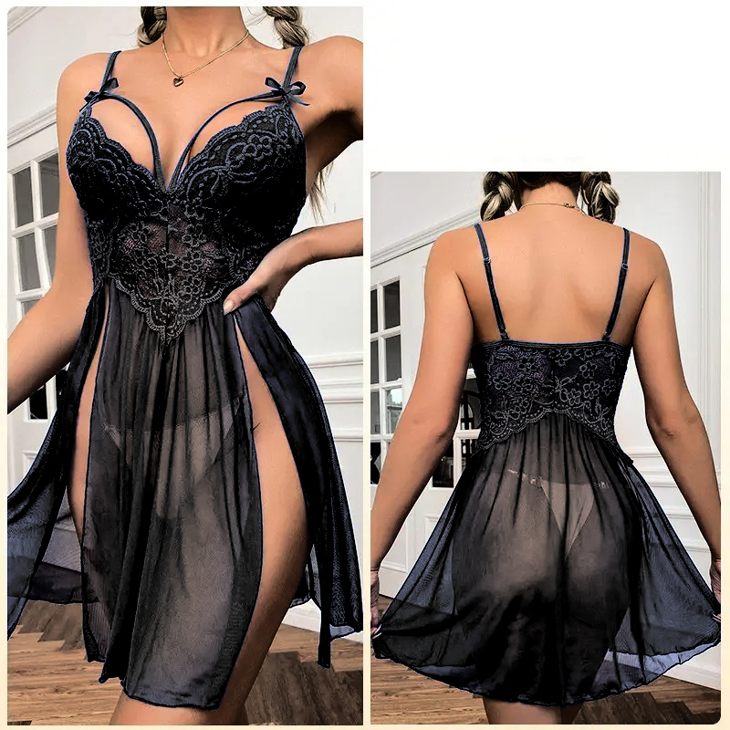 Hot Lingerie for Women Floral Nightie Lace Nightgown