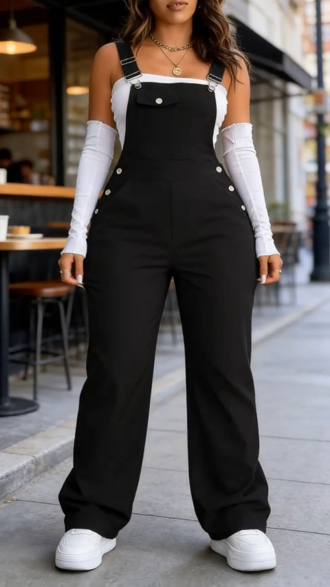 Women's Plain Pocket Overalls