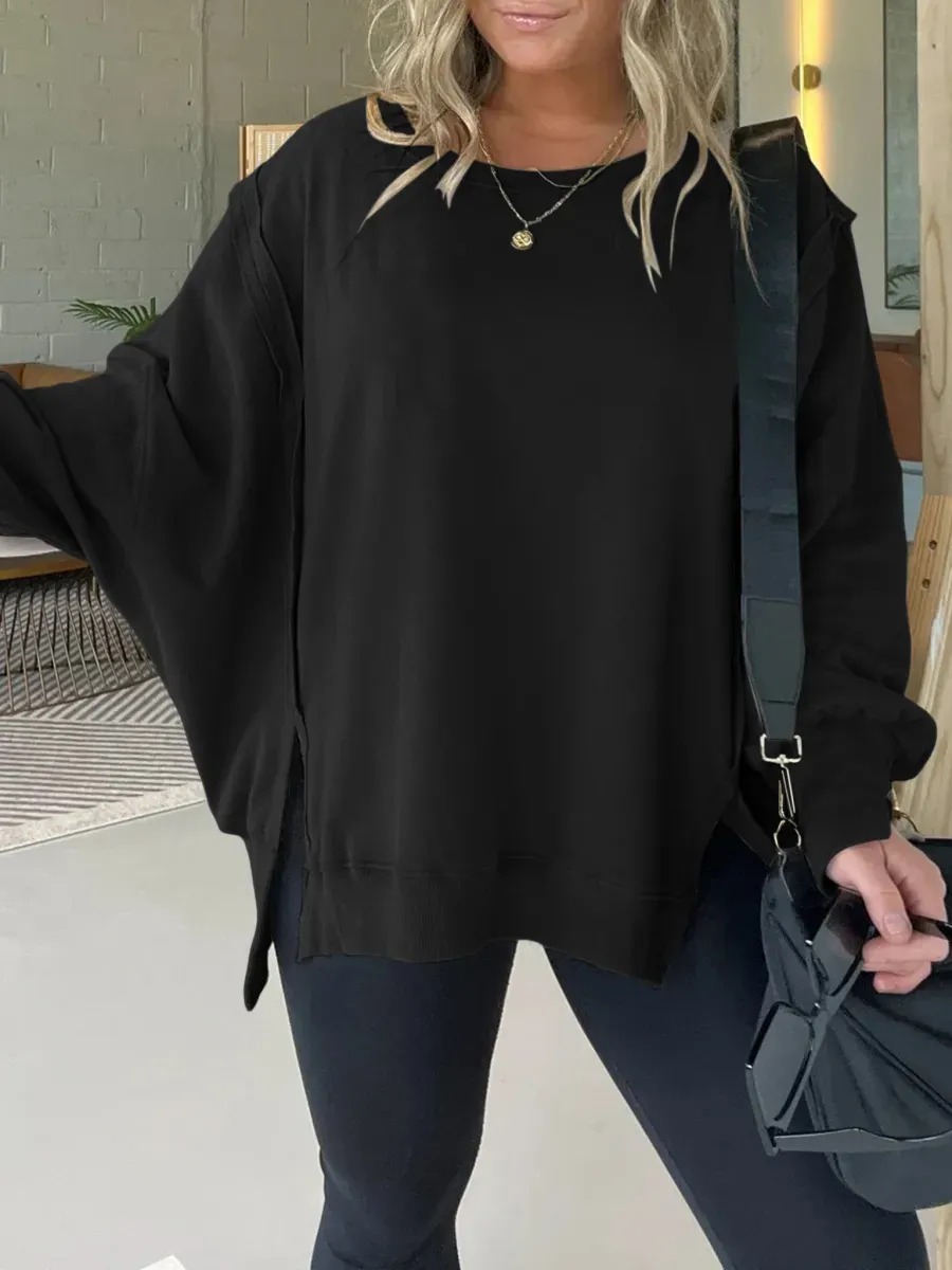 WOMEN'S CASUAL SLIT SWEATSHIRT