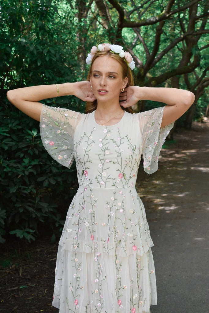 Floral Embroidered Midi Dress