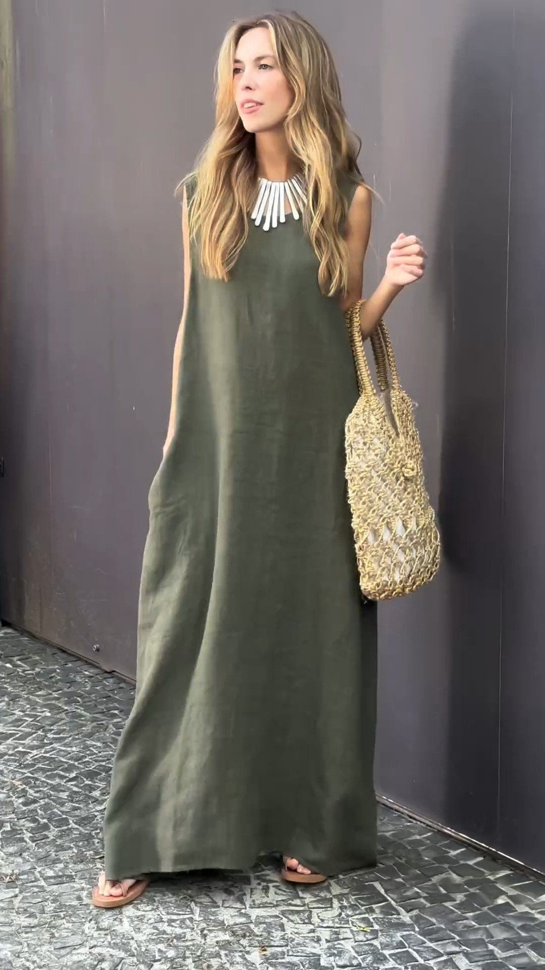 Solid Linen Maxi Dress