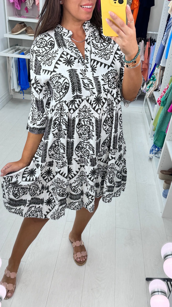 Mosaic Print Smock Dress