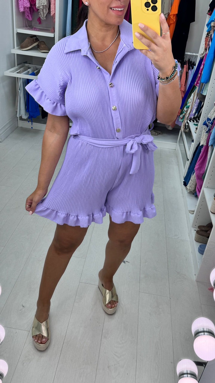 Plain Pleated Playsuit