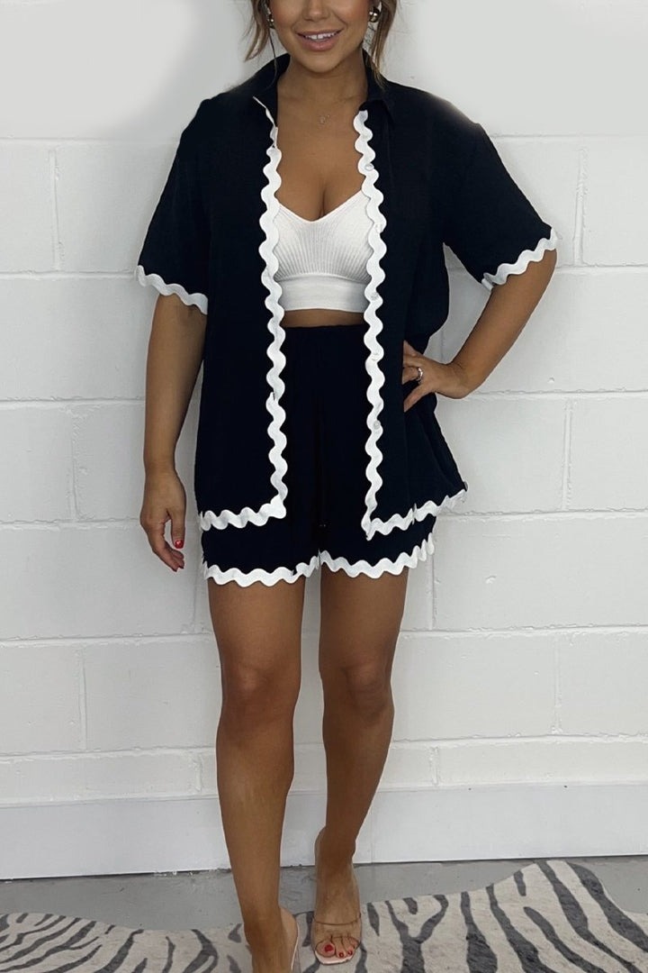 Solid pleated casual suit