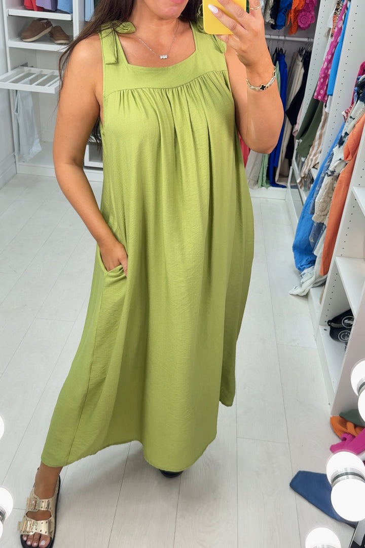 Plain Tie Strap Maxi Dress