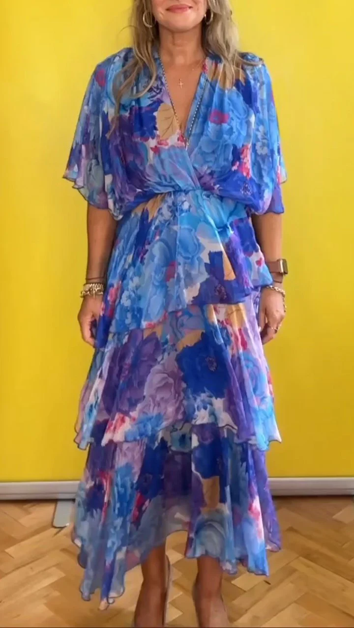 Casual V-neck Printed Dress