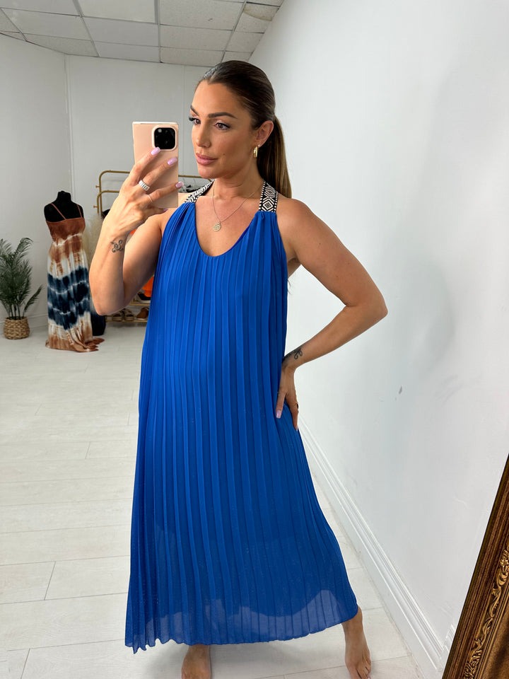 Pleated Racerback Maxi Dress