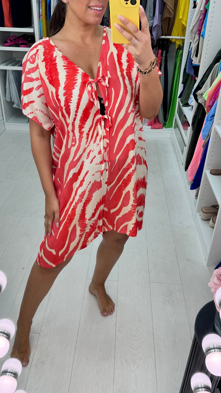 Abstract Tie Front Playsuit