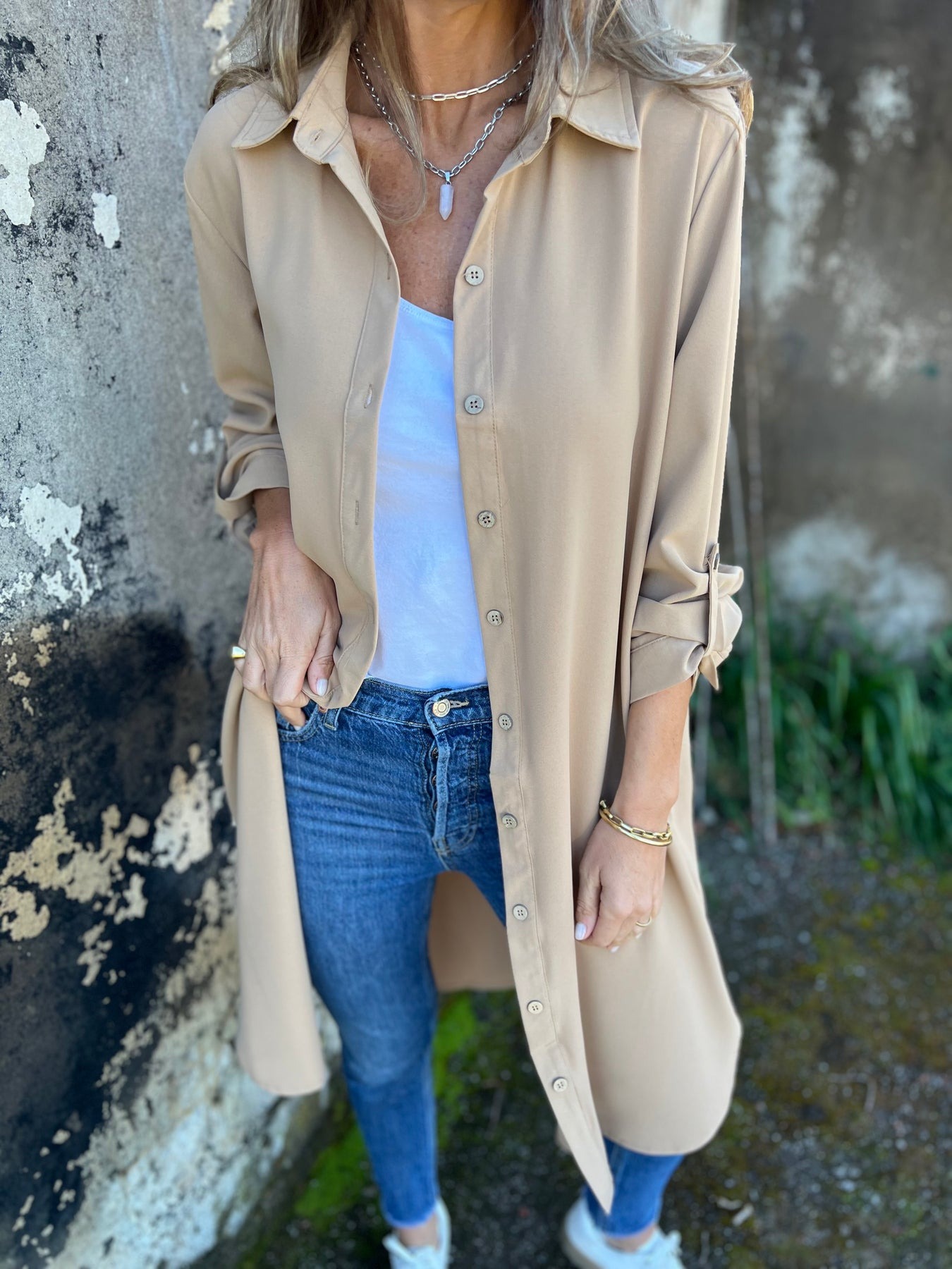 Casual Lapel Solid Color Shirt Coat