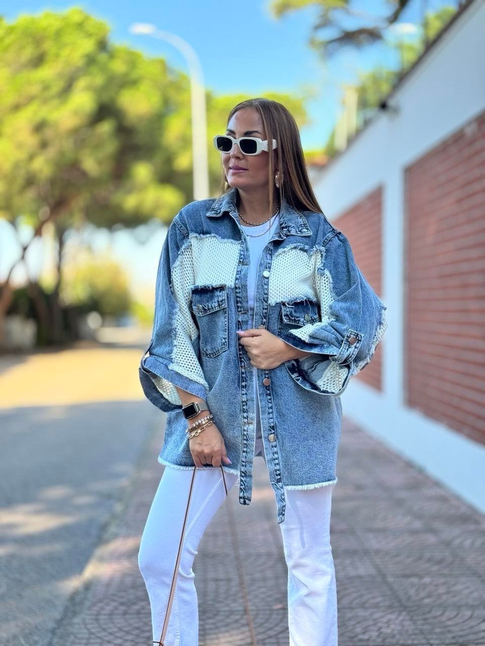 Patchwork Lapel Jean Jacket