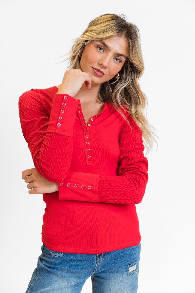 Knit Long Sleeve Button Top